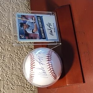 Wade Boggs Rare New York Yankees Encased Autographed Baseball and Signed Card